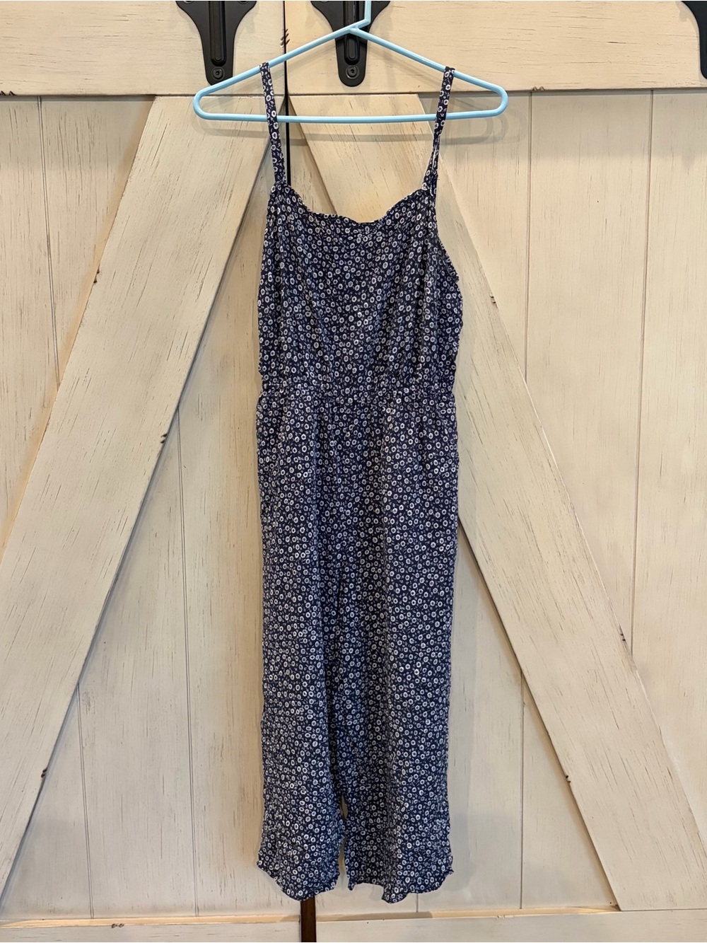 GAP Navy Blue Floral Spaghetti-Strap Jumpsuit Size Medium